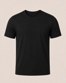 Blank black OVRSAID regular slim-fit T-shirt, front product view