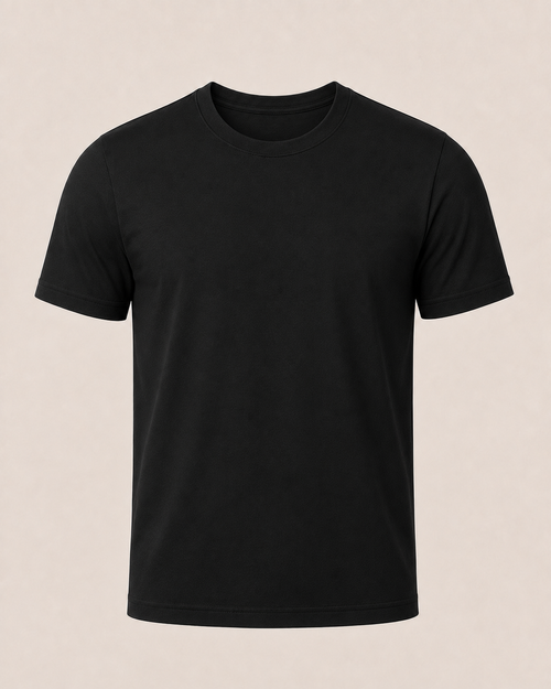 Blank black OVRSAID regular slim-fit T-shirt, front product view