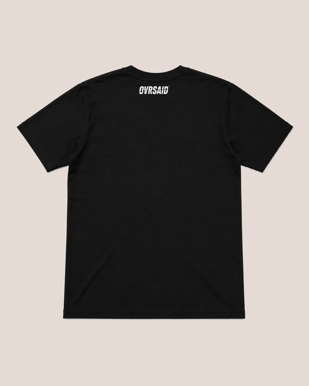 Color Black — OVRSAID tee, back product view with white back-neck wordmark