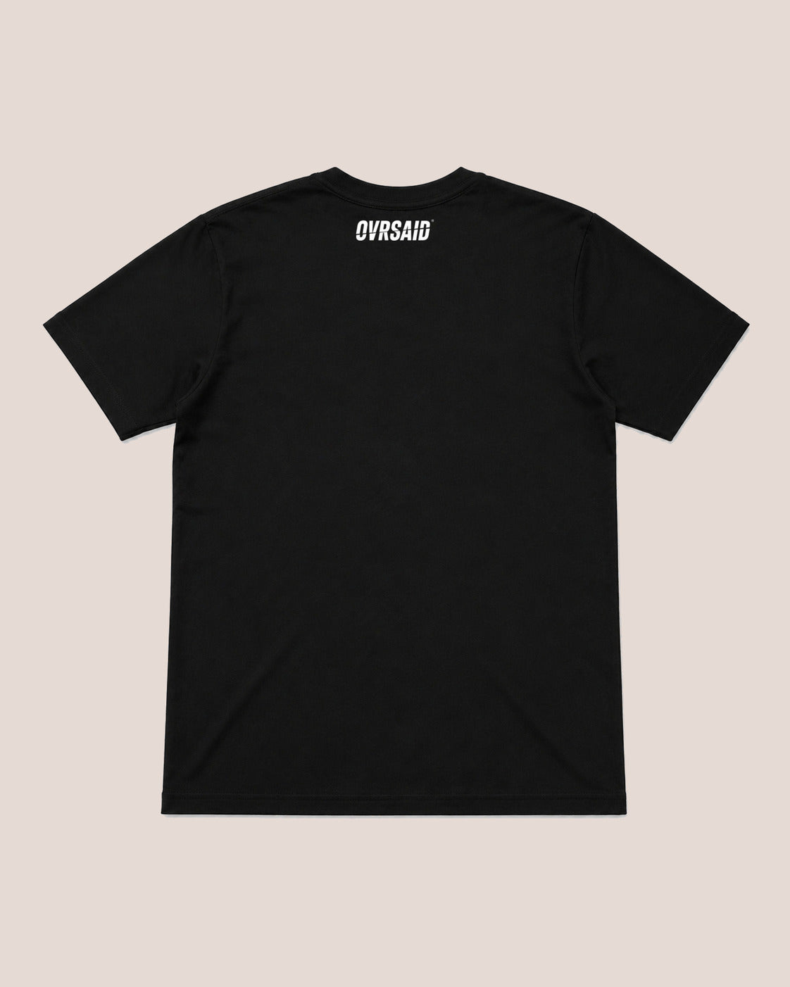 Color Black — OVRSAID tee, back product view with white back-neck wordmark