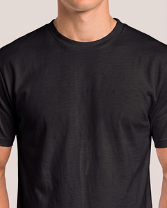 Color Black — Close-up of blank black OVRSAID T-shirt