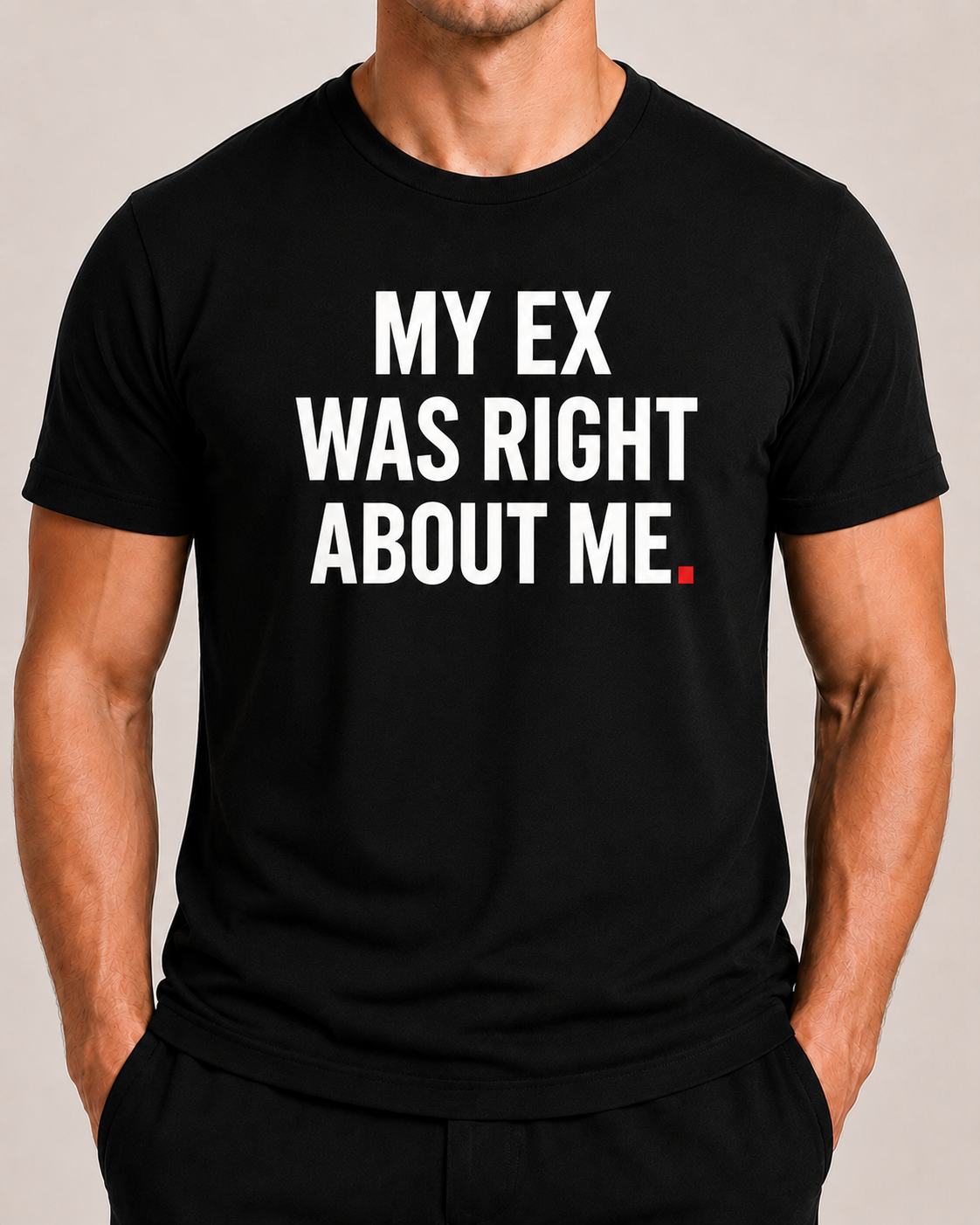 Color Black — Close-up of OVRSAID MY EX WAS RIGHT ABOUT ME front print