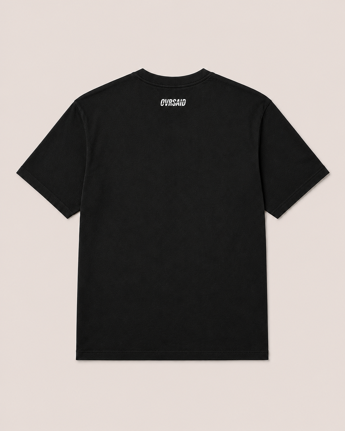 Close-up of OVRSAID SUMMER IS COOL IF YOU ARE RICH front print on black statement tee