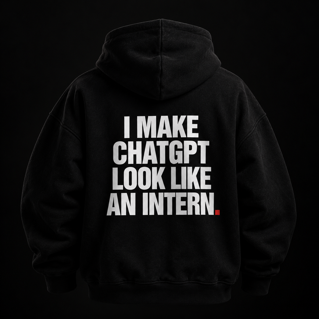 Color Black — OVRSAID I MAKE CHATGPT LOOK LIKE AN INTERN. oversized hoodie, back product view