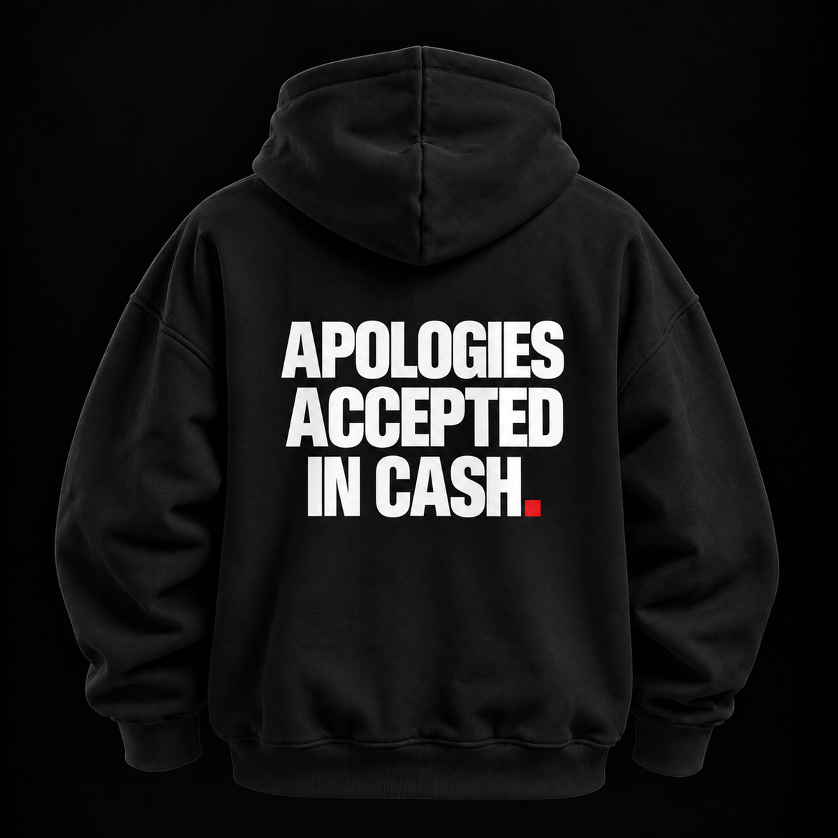 Color Black — OVRSAID APOLOGIES ACCEPTED IN CASH. oversized hoodie, back product view